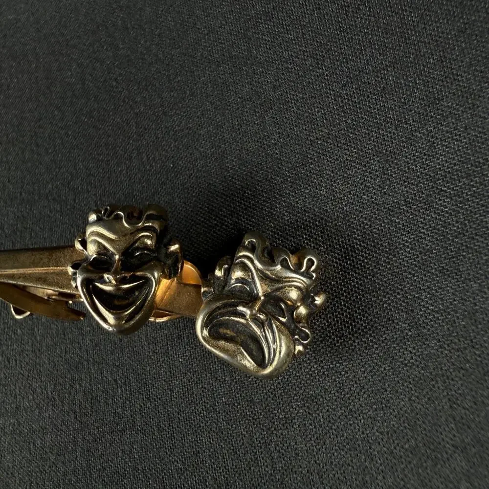 Vintage Hickok Gold Tone Theater Masks Tie Clip USA